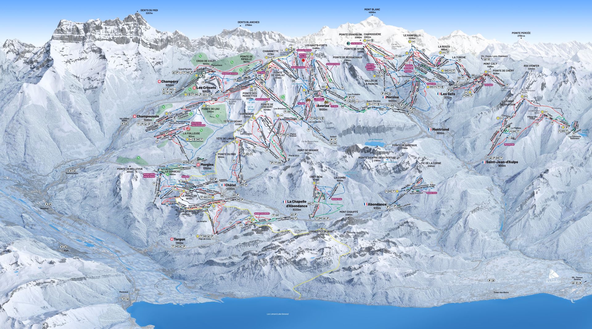 Plan des pistes Portes du Soleil